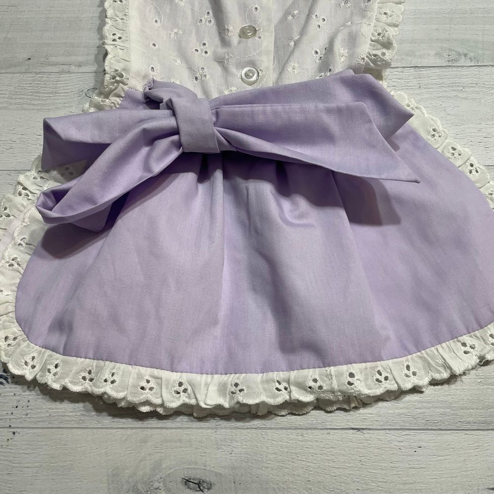 Vintage baby apron dress purple and white 18 months - Picture 6 of 8